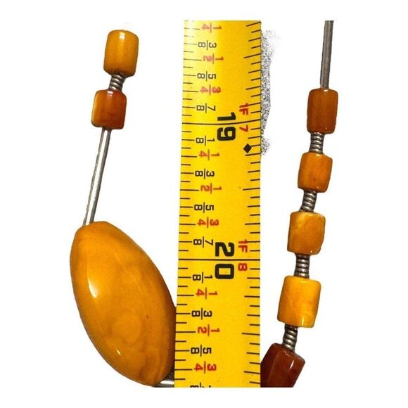 Vintage Amber Butterscotch Small Large Bead Necklace Long 40" MCM Retro 48 grams - Picture 5 of 6